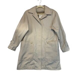 London‎ Fog Women Beige Trench Coat Barncoat Vintage Retro Cozycore Size 14